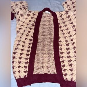 Aster | New | Red Cream Open Cardigan